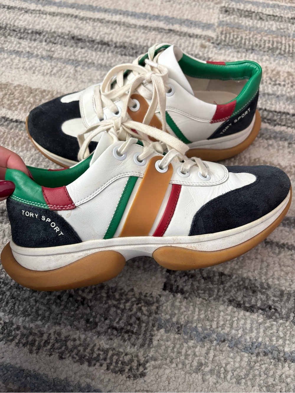 Tory Burch Sport White Multicolor Leather Sneakers